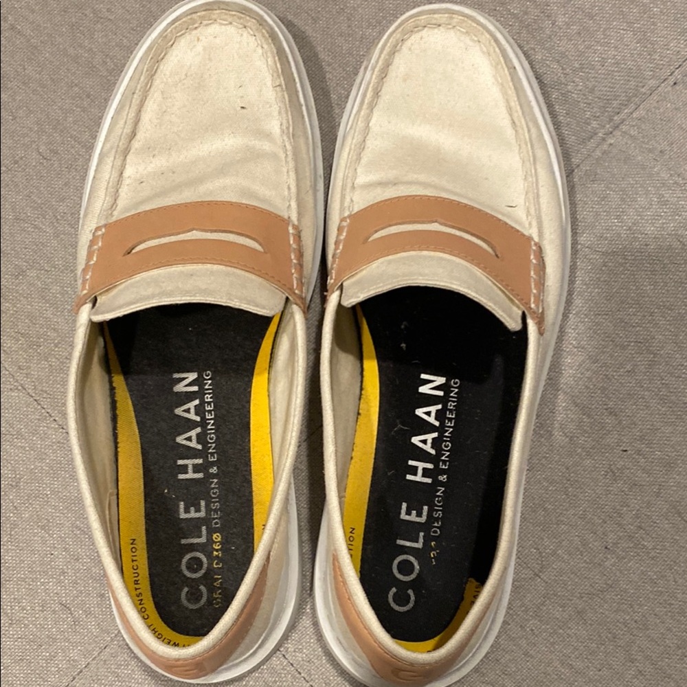 Cole Haan Men's Cream and Tan Slip-On Loafers